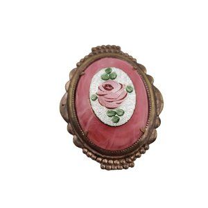 Vintage Enamel over Marbleized Resin Brooch (A3349)